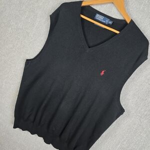 Polo Ralph Lauren Pima Cotton Sweater Vest Black Mens Sz XXL